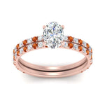 Load image into Gallery viewer, three-quarter-oval-shaped-diamond-gallery-bridal-ring-set-with-orange-sapphire-in-FD9168OVGSAORANGLE3-NL-RG

