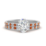 Load image into Gallery viewer, three-quarter-oval-shaped-diamond-gallery-bridal-ring-set-with-orange-sapphire-in-FD9168OVGSAORANGLE3-NL-WG
