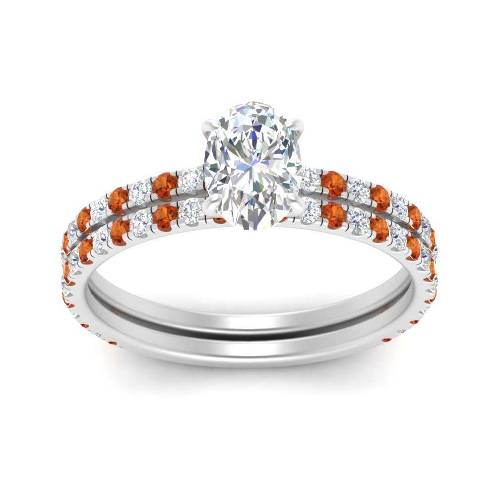 three-quarter-oval-shaped-diamond-gallery-bridal-ring-set-with-orange-sapphire-in-FD9168OVGSAORANGLE3-NL-WG