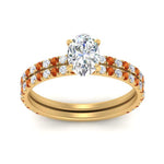 Load image into Gallery viewer, three-quarter-oval-shaped-diamond-gallery-bridal-ring-set-with-orange-sapphire-in-FD9168OVGSAORANGLE3-NL-YG
