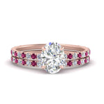 Load image into Gallery viewer, three-quarter-oval-shaped-diamond-gallery-bridal-ring-set-with-pink-sapphire-in-FD9168OVGSADRPIANGLE3-NL-RG