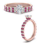 Load image into Gallery viewer, three-quarter-oval-shaped-diamond-gallery-bridal-ring-set-with-pink-sapphire-in-FD9168OVGSADRPIANGLE3-NL-RG

