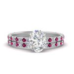 Load image into Gallery viewer, three-quarter-oval-shaped-diamond-gallery-bridal-ring-set-with-pink-sapphire-in-FD9168OVGSADRPIANGLE3-NL-WG
