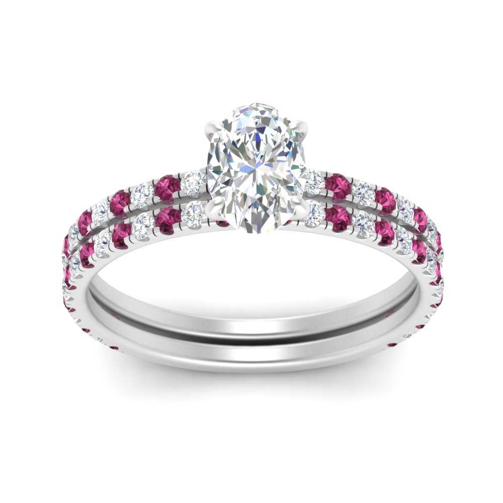 three-quarter-oval-shaped-diamond-gallery-bridal-ring-set-with-pink-sapphire-in-FD9168OVGSADRPIANGLE3-NL-WG