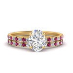Load image into Gallery viewer, three-quarter-oval-shaped-diamond-gallery-bridal-ring-set-with-pink-sapphire-in-FD9168OVGSADRPIANGLE3-NL-YG