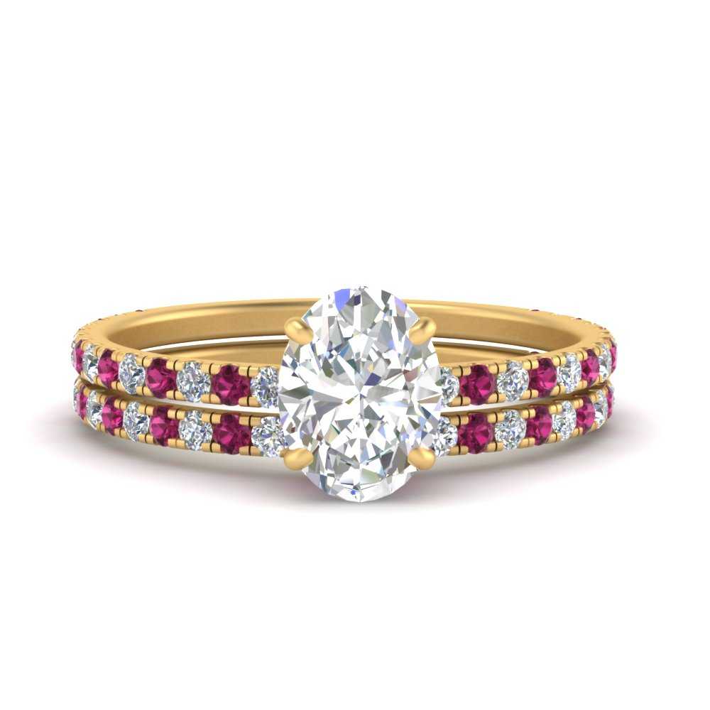 three-quarter-oval-shaped-diamond-gallery-bridal-ring-set-with-pink-sapphire-in-FD9168OVGSADRPIANGLE3-NL-YG