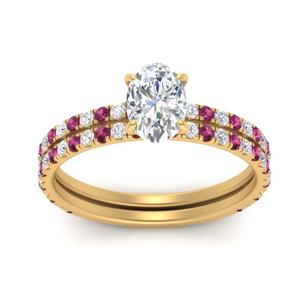 three-quarter-oval-shaped-diamond-gallery-bridal-ring-set-with-pink-sapphire-in-FD9168OVGSADRPIANGLE3-NL-YG