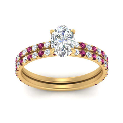 three-quarter-oval-shaped-diamond-gallery-bridal-ring-set-with-pink-sapphire-in-FD9168OVGSADRPIANGLE3-NL-YG