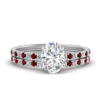 Load image into Gallery viewer, three-quarter-oval-shaped-diamond-gallery-bridal-ring-set-with-ruby-in-FD9168OVGRUDRANGLE3-NL-WG
