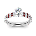 Load image into Gallery viewer, three-quarter-oval-shaped-diamond-gallery-bridal-ring-set-with-ruby-in-FD9168OVGRUDRANGLE3-NL-WG