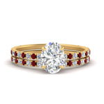 Load image into Gallery viewer, three-quarter-oval-shaped-diamond-gallery-bridal-ring-set-with-ruby-in-FD9168OVGRUDRANGLE3-NL-YG