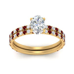 Load image into Gallery viewer, three-quarter-oval-shaped-diamond-gallery-bridal-ring-set-with-ruby-in-FD9168OVGRUDRANGLE3-NL-YG