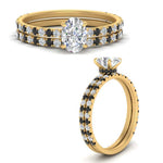 Load image into Gallery viewer, three-quarter-oval-shaped-gallery-bridal-ring-set-with-black-diamond-in-FD9168OVGBLACKANGLE3-NL-YG