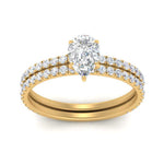 Load image into Gallery viewer, three-quarter-pear-shaped-diamond-gallery-bridal-ring-set-in-FD9168PEANGLE3-NL-YG