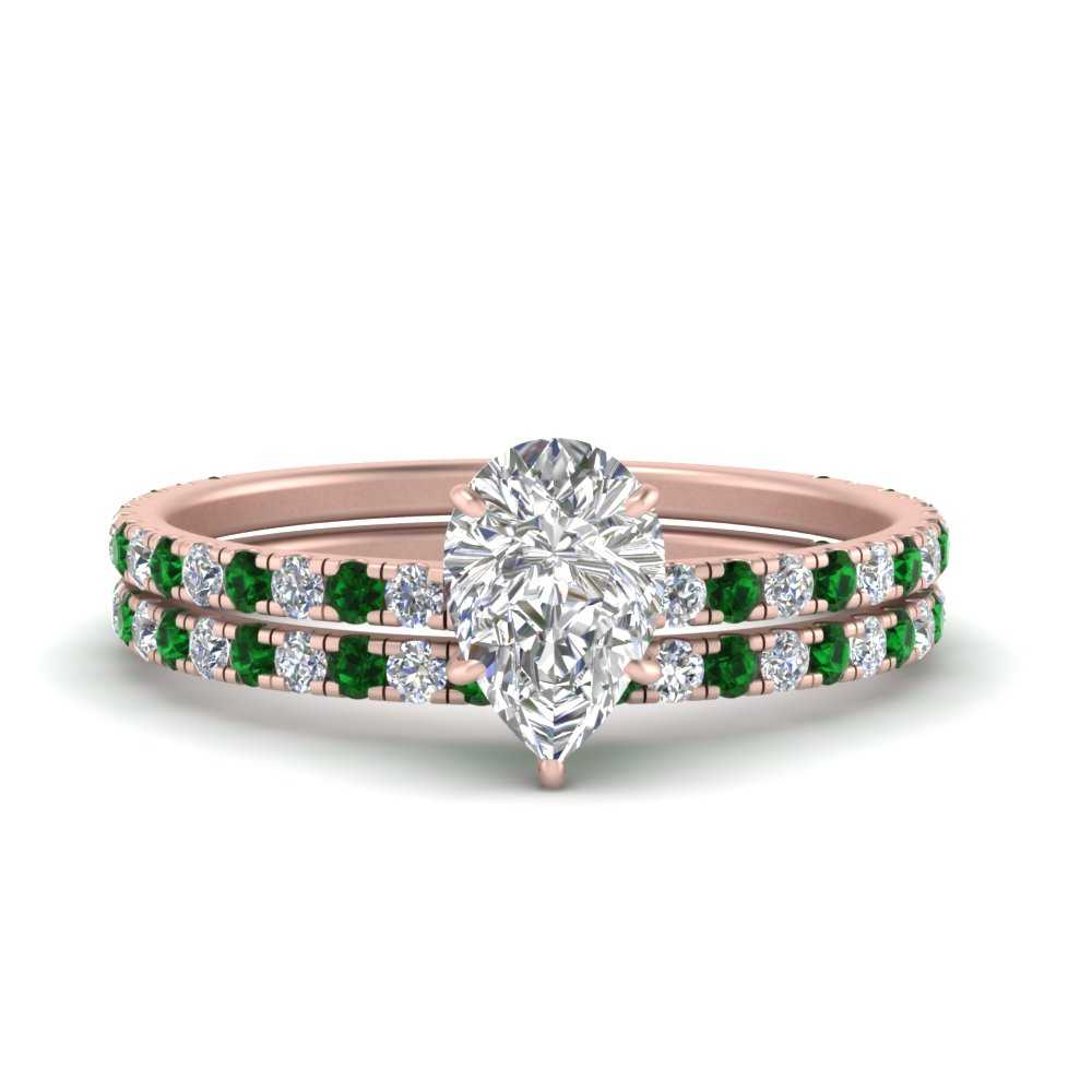 three-quarter-pear-shaped-diamond-gallery-bridal-ring-set-with-emerald-in-FD9168PEGEMGRANGLE3-NL-RG