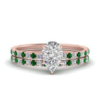 Load image into Gallery viewer, three-quarter-pear-shaped-diamond-gallery-bridal-ring-set-with-emerald-in-FD9168PEGEMGRANGLE3-NL-RG
