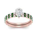 Load image into Gallery viewer, three-quarter-pear-shaped-diamond-gallery-bridal-ring-set-with-emerald-in-FD9168PEGEMGRANGLE3-NL-RG
