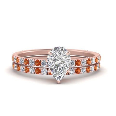 three-quarter-pear-shaped-diamond-gallery-bridal-ring-set-with-orange-sapphire-in-FD9168PEGSAORANGLE3-NL-RG