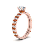 Load image into Gallery viewer, three-quarter-pear-shaped-diamond-gallery-bridal-ring-set-with-orange-sapphire-in-FD9168PEGSAORANGLE3-NL-RG
