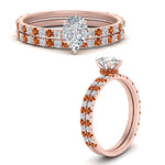 Load image into Gallery viewer, three-quarter-pear-shaped-diamond-gallery-bridal-ring-set-with-orange-sapphire-in-FD9168PEGSAORANGLE3-NL-RG