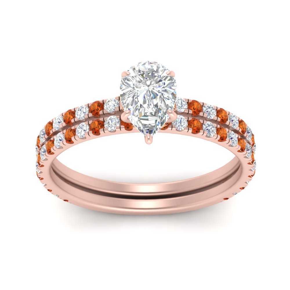 three-quarter-pear-shaped-diamond-gallery-bridal-ring-set-with-orange-sapphire-in-FD9168PEGSAORANGLE3-NL-RG