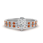 Load image into Gallery viewer, three-quarter-pear-shaped-diamond-gallery-bridal-ring-set-with-orange-sapphire-in-FD9168PEGSAORANGLE3-NL-WG