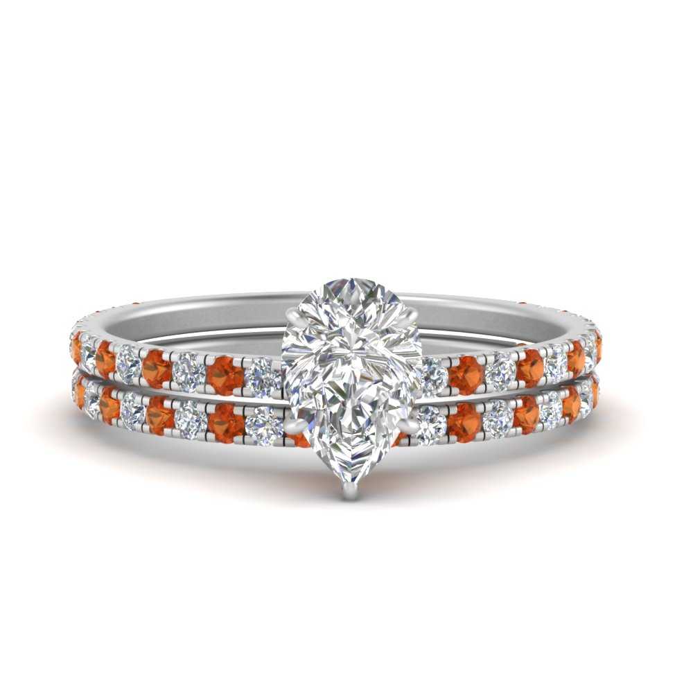 three-quarter-pear-shaped-diamond-gallery-bridal-ring-set-with-orange-sapphire-in-FD9168PEGSAORANGLE3-NL-WG