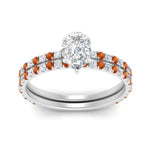 Load image into Gallery viewer, three-quarter-pear-shaped-diamond-gallery-bridal-ring-set-with-orange-sapphire-in-FD9168PEGSAORANGLE3-NL-WG

