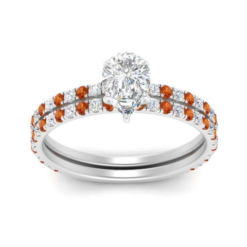 three-quarter-pear-shaped-diamond-gallery-bridal-ring-set-with-orange-sapphire-in-FD9168PEGSAORANGLE3-NL-WG