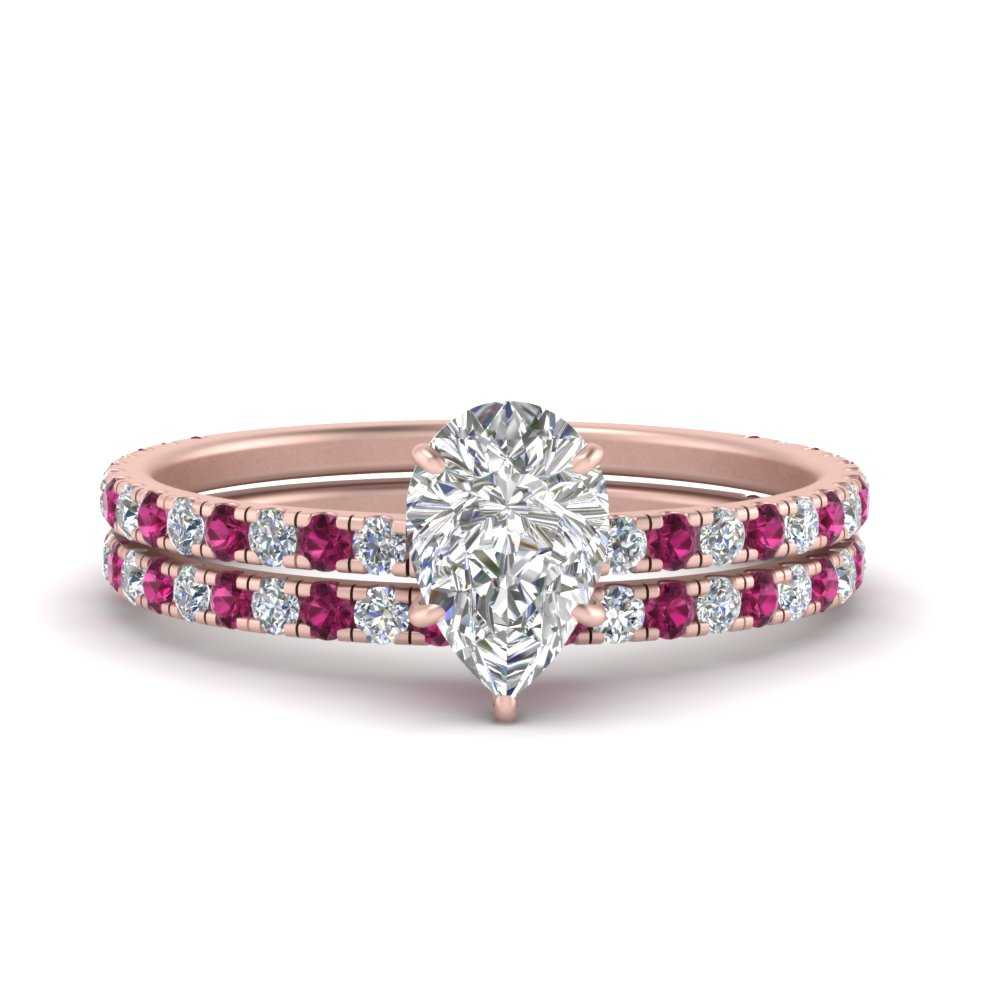 three-quarter-pear-shaped-diamond-gallery-bridal-ring-set-with-pink-sapphire-in-FD9168PEGSADRPIANGLE3-NL-RG