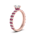 Load image into Gallery viewer, three-quarter-pear-shaped-diamond-gallery-bridal-ring-set-with-pink-sapphire-in-FD9168PEGSADRPIANGLE3-NL-RG