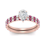 Load image into Gallery viewer, three-quarter-pear-shaped-diamond-gallery-bridal-ring-set-with-pink-sapphire-in-FD9168PEGSADRPIANGLE3-NL-RG
