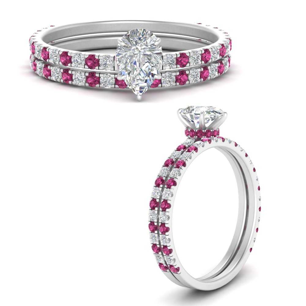 three-quarter-pear-shaped-diamond-gallery-bridal-ring-set-with-pink-sapphire-in-FD9168PEGSADRPIANGLE3-NL-WG
