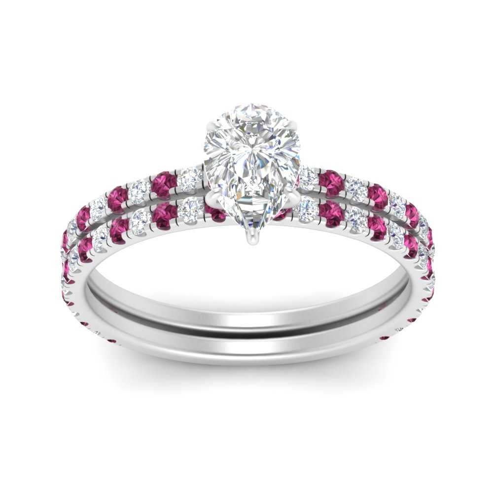 three-quarter-pear-shaped-diamond-gallery-bridal-ring-set-with-pink-sapphire-in-FD9168PEGSADRPIANGLE3-NL-WG