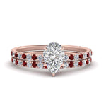 Load image into Gallery viewer, three-quarter-pear-shaped-diamond-gallery-bridal-ring-set-with-ruby-in-FD9168PEGRUDRANGLE3-NL-RG
