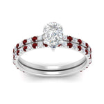 Load image into Gallery viewer, three-quarter-pear-shaped-diamond-gallery-bridal-ring-set-with-ruby-in-FD9168PEGRUDRANGLE3-NL-WG
