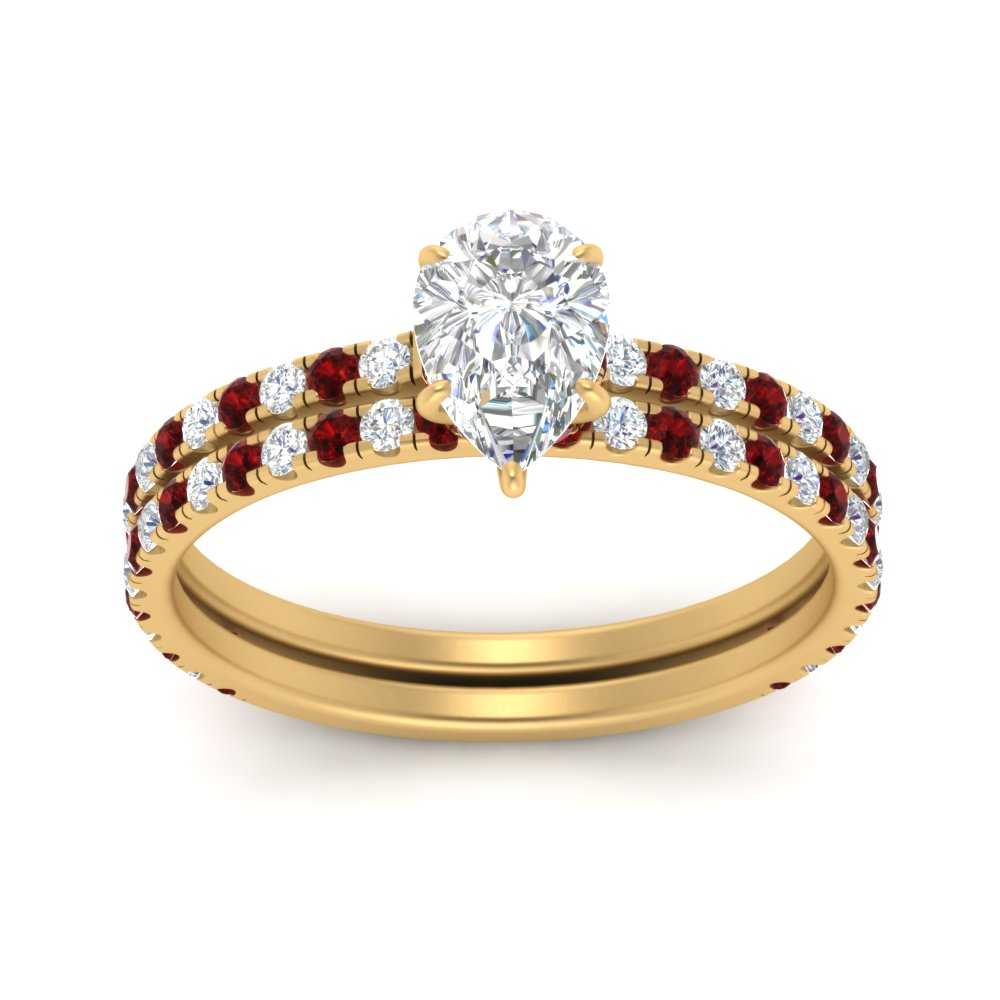 three-quarter-pear-shaped-diamond-gallery-bridal-ring-set-with-ruby-in-FD9168PEGRUDRANGLE3-NL-YG