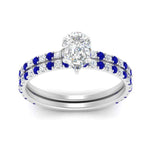 Load image into Gallery viewer, three-quarter-pear-shaped-diamond-gallery-bridal-ring-set-with-sapphire-in-FD9168PEGSABLANGLE3-NL-WG
