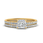 Load image into Gallery viewer, three-quarter-princess-cut-diamond-gallery-bridal-ring-set-in-FD9168PRANGLE3-NL-YG