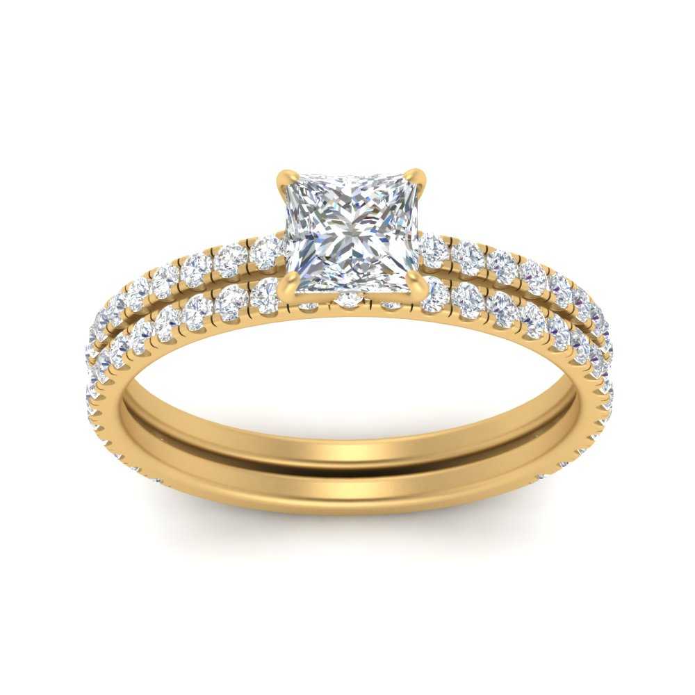 three-quarter-princess-cut-diamond-gallery-bridal-ring-set-in-FD9168PRANGLE3-NL-YG