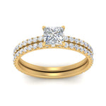 Load image into Gallery viewer, three-quarter-princess-cut-diamond-gallery-bridal-ring-set-in-FD9168PRANGLE3-NL-YG