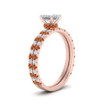 Load image into Gallery viewer, three-quarter-princess-cut-diamond-gallery-bridal-ring-set-with-orange-sapphire-in-FD9168PRGSAORANGLE3-NL-RG
