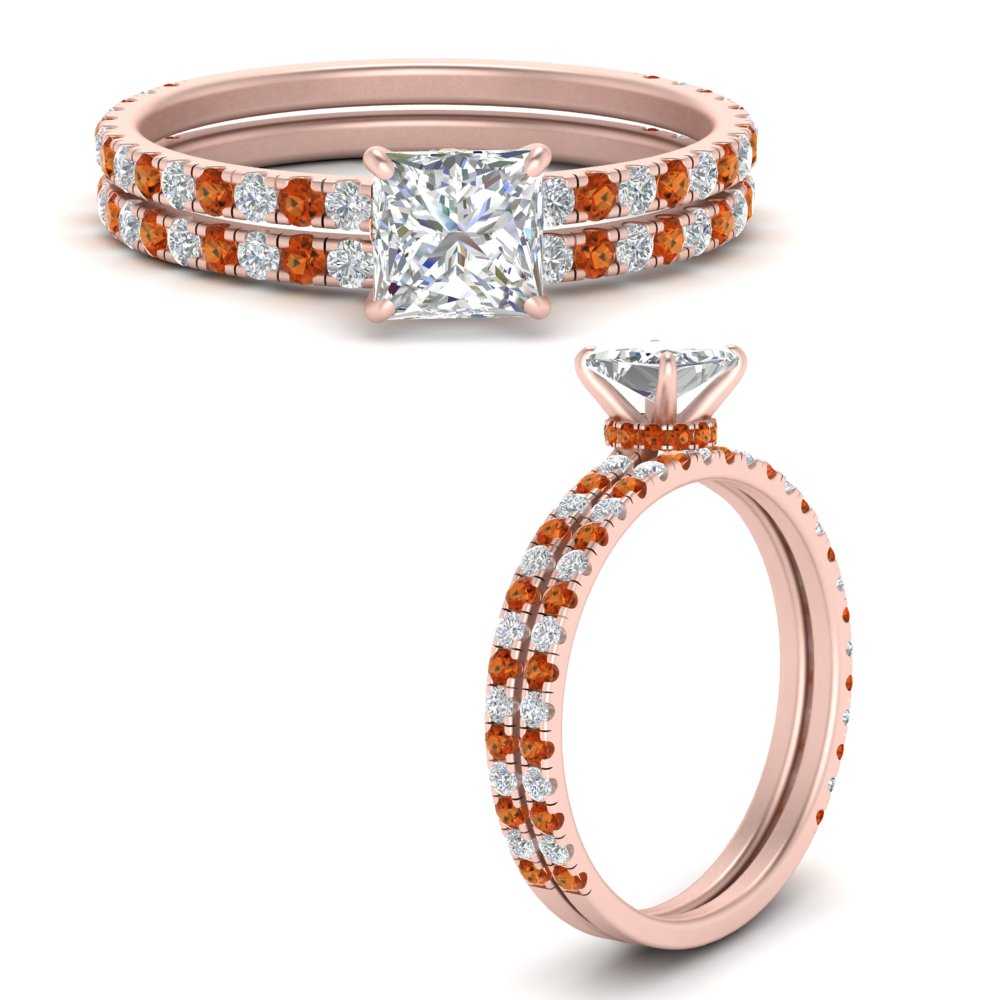 three-quarter-princess-cut-diamond-gallery-bridal-ring-set-with-orange-sapphire-in-FD9168PRGSAORANGLE3-NL-RG