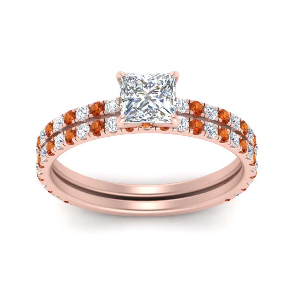 three-quarter-princess-cut-diamond-gallery-bridal-ring-set-with-orange-sapphire-in-FD9168PRGSAORANGLE3-NL-RG