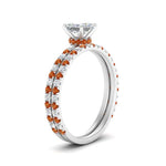 Load image into Gallery viewer, three-quarter-princess-cut-diamond-gallery-bridal-ring-set-with-orange-sapphire-in-FD9168PRGSAORANGLE3-NL-WG

