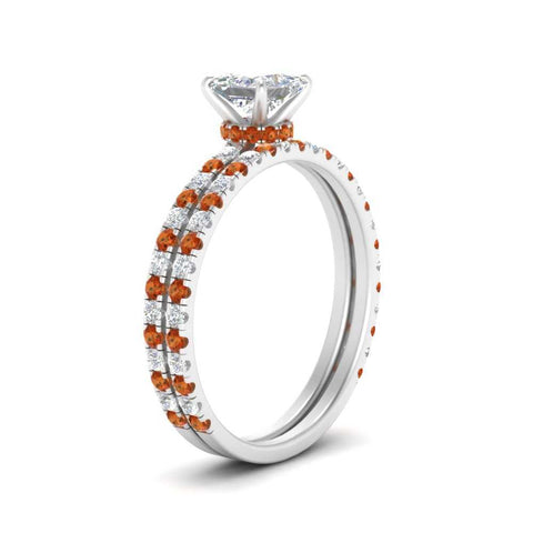 three-quarter-princess-cut-diamond-gallery-bridal-ring-set-with-orange-sapphire-in-FD9168PRGSAORANGLE3-NL-WG