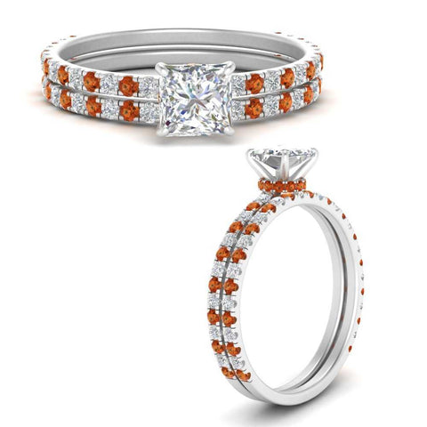 three-quarter-princess-cut-diamond-gallery-bridal-ring-set-with-orange-sapphire-in-FD9168PRGSAORANGLE3-NL-WG