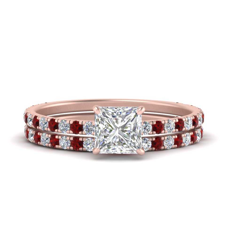 three-quarter-princess-cut-diamond-gallery-bridal-ring-set-with-ruby-in-FD9168PRGRUDRANGLE3-NL-RG