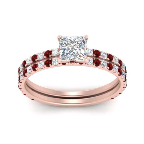 three-quarter-princess-cut-diamond-gallery-bridal-ring-set-with-ruby-in-FD9168PRGRUDRANGLE3-NL-RG