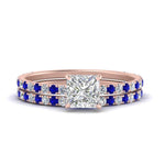 Load image into Gallery viewer, three-quarter-princess-cut-diamond-gallery-bridal-ring-set-with-sapphire-in-FD9168PRGSABLANGLE3-NL-RG
